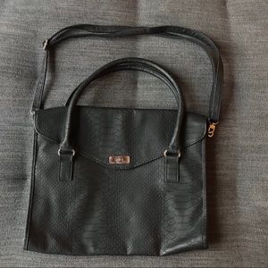 Medina Black Faux Snakeskin Purse